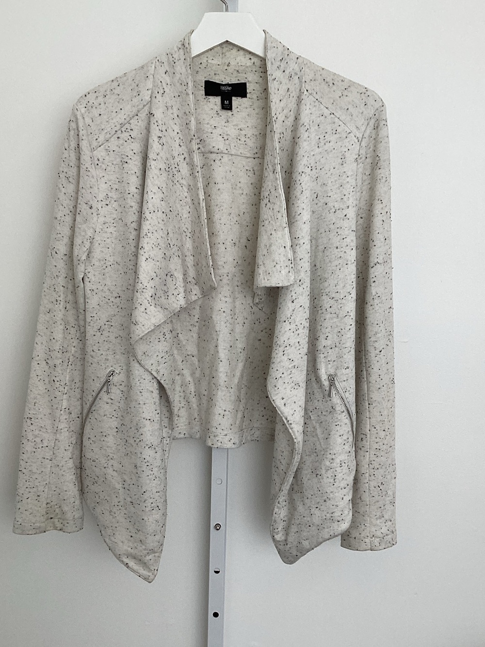 Caslon Speckled Cream Draped Open-Front Jacket